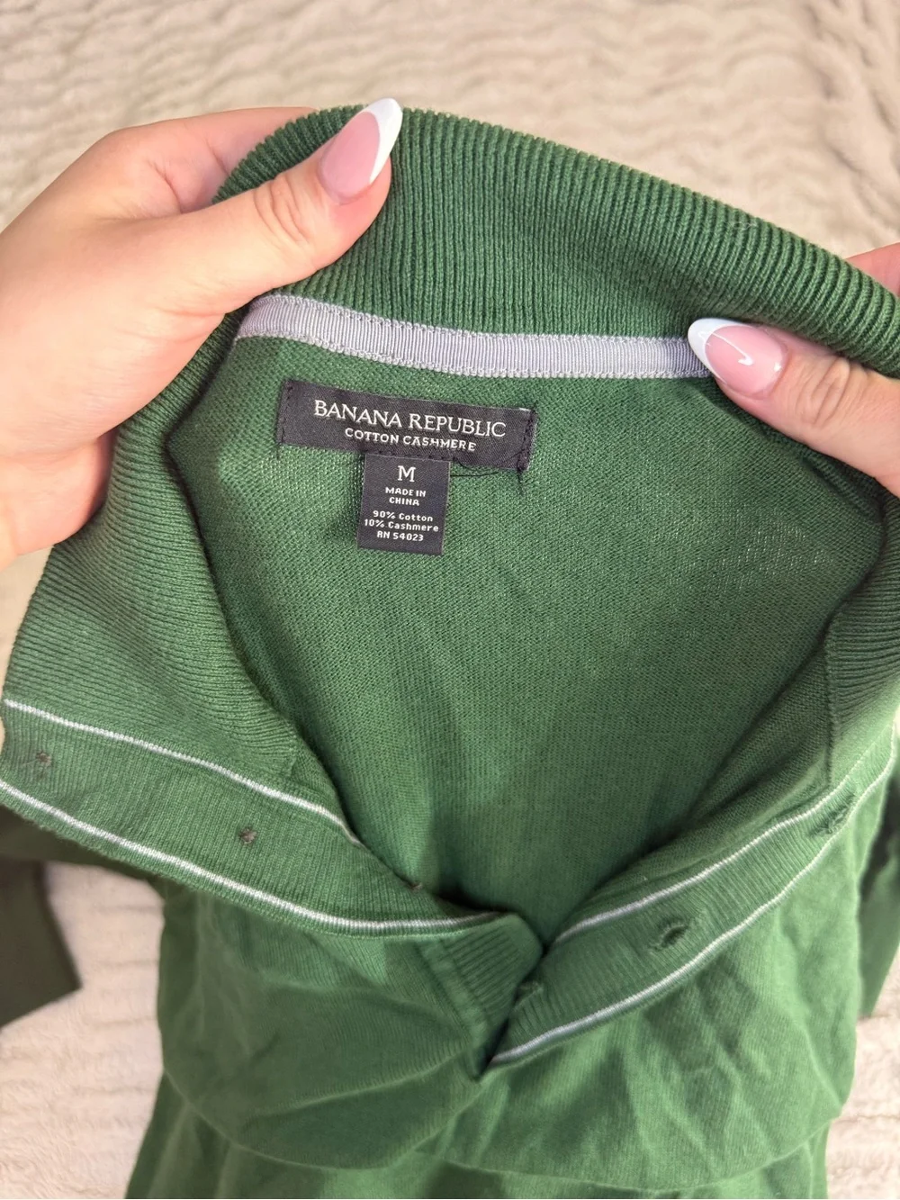 Banana Republic Green Cotton Cashmere Pullover Sweater Size M